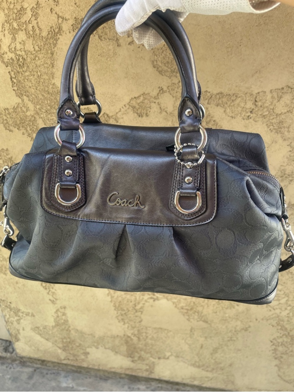 Coach Ashley metallic blue grey  Satchel Bag